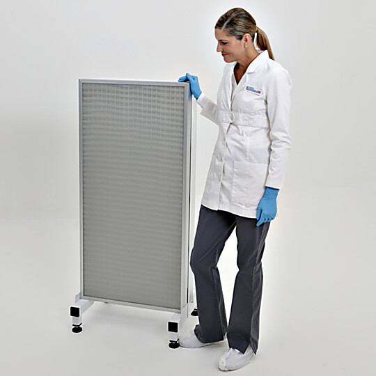 Front side of horizontal HEPA filtration system; 1 FFUs mounted on a base stand