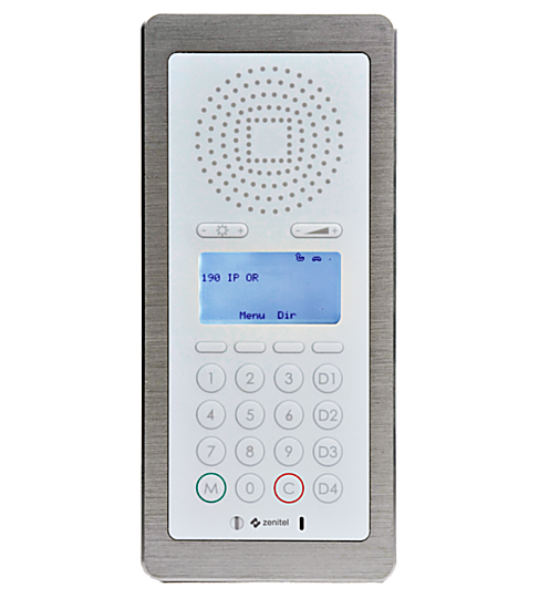 Flush-mount Intercom system with large backlit display features totally flat, waterproof faceplate, with no holes to minimize bacteria accumulation.  |  6711-11 displayed