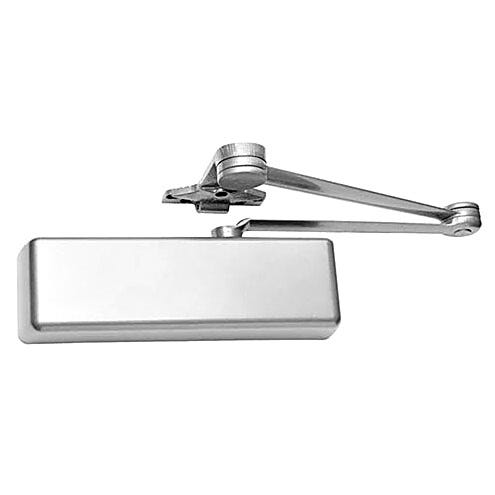The Spring Cush-N-Stop arm offers extra cushioning at the stopping point and limits door swing to a predetermined angle, providing a high level of control and  |  5050-06 displayed