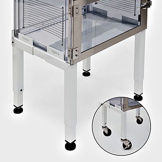 Large 12"H powder-coated steel desiccator stand; optional casters simplify positioning and cleaning  |  1609-21A displayed
