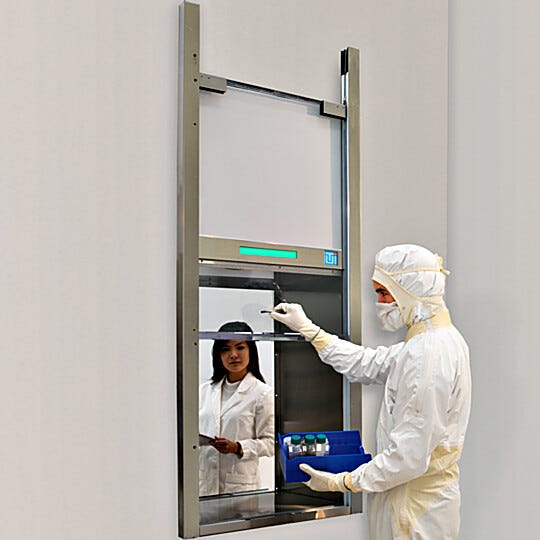 Slide-up door Smart Pass-Through with interlocked doors allows contamination-free parts transfer without door swing requirements | 2635-46 displayed