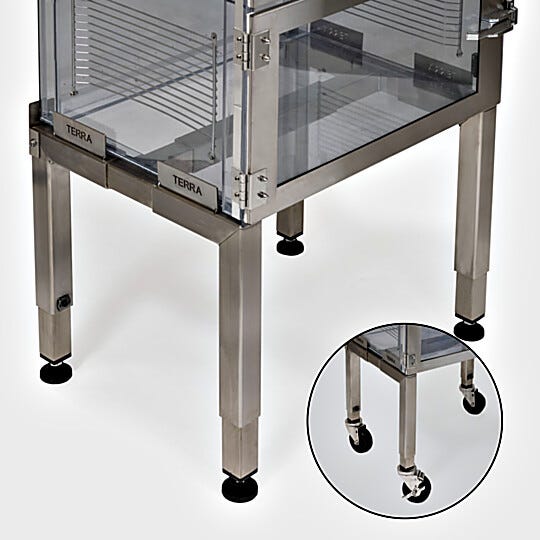Large 12"H stainless steel desiccator stand; optional casters simplify positioning and cleaning  |  1609-29A-SS displayed