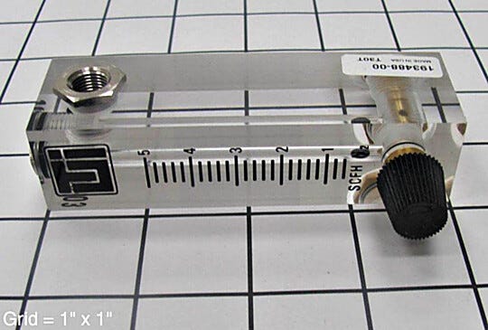 Nitrogen purge Flowmeter.  |  1600-03 displayed