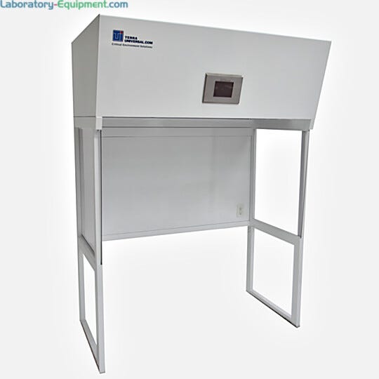 Vertical laminar flow hood provides unidirectional flow of HEPA-filtered air, includes PLC touchscreen control (5-foot model shown)  |  2001-81C displayed