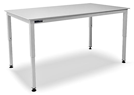 Polypropylene top resists a broad range of chemicals, including most acids. Powder-coated steel base includes telescoping legs  |  1522-00 displayed