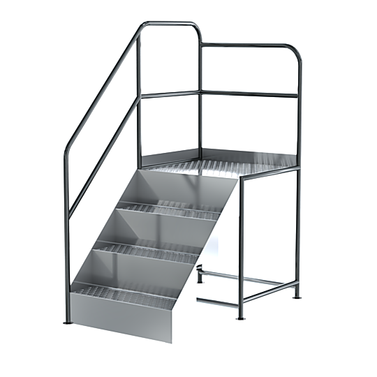 BioSafe® 4-step access work platform with left-side handrail and round tubes | 2807-87-L displayed