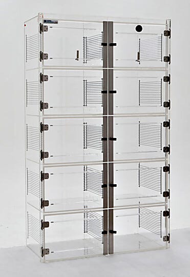 ValuLine® acrylic desiccator cabinet, 10 chambers with adjustable shelving | 3949-37C displayed