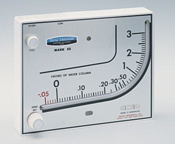 Measures pressure differentials across a cleanrooms air filter to ensure correct filter operation  |  1500-09 displayed