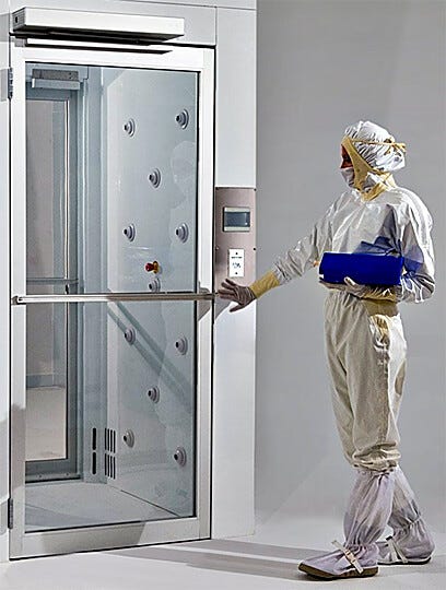 Automatic swing door with motion sensor allows hands-free door operation (shown installed on Air Shower) | 1999-88-L displayed
