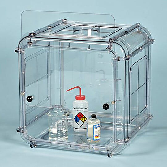 The 1x1 Bel-Art Clear View Fume Hoods are compact and extremely easy to set up, only requiring connection to an existing exhaust system | 3308-23 displayed