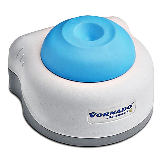 Benchmark Scientific’s Vornado™ Mini Vortex Mixer can instantly create a vortex in tubes up to 50mL  |  2816-01 displayed