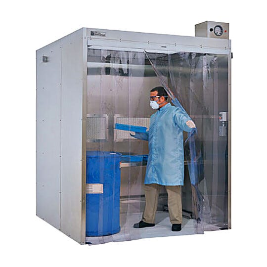 Terra's Powder Containment Room features smooth interior steel panels with radius corners for easy cleaning | 6600-76 displayed