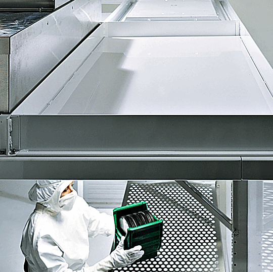 Cleanroom compliant ceiling panels cover ceiling bays not occupied by fans or lights  |  6703-81 displayed