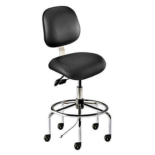 Biofit Elite Series High, 25"-32" Bench Chair; Ergonomic seating with Dual-wheel ESD Casters and Footring  |  2802-30 displayed