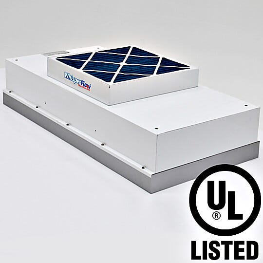 WhisperFlow® Fan Filter Units (FFUs) provide a uniform flow of microfiltered air to meet cleanliness standards down to Class 10/ISO 4 | 6601-24-H displayed