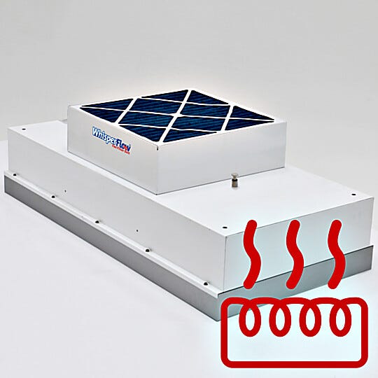 ULPA filtered fan unit with heater up to 100F, for cleanroom applications | 6601-24-UT displayed