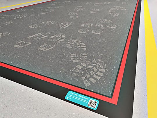 The mat captures and retains fine particulate from shoes for effective contamination control in environments where cleainliness is essential | 3801-PP-01 displayed