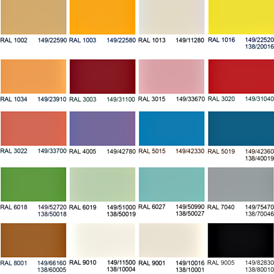These 20 different paint options can be applied to Terra doors and windows that use powder-coated steel, aluminum or polypropylene frames  |  9999-CustomPaint displayed