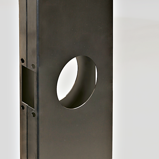 Stainless steel cleanroom door with holes cut out for custom locksets  |  6603-LP-C-A displayed