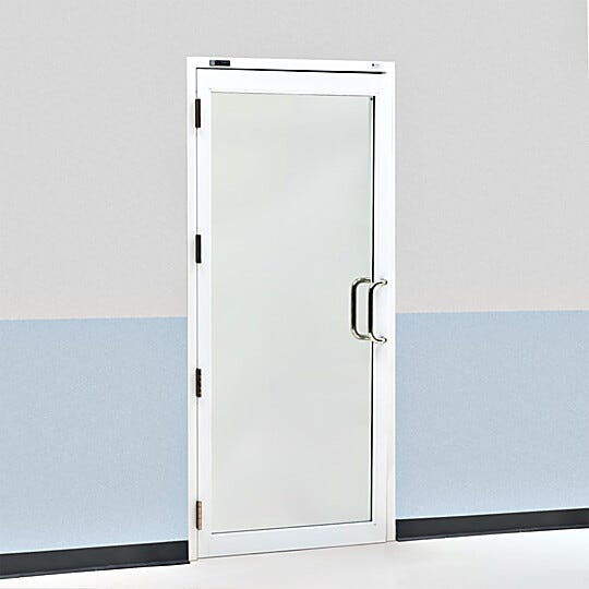 Powder-coated aluminum, pre-hung cleanroom lab door  |  6710-78-R-PC displayed