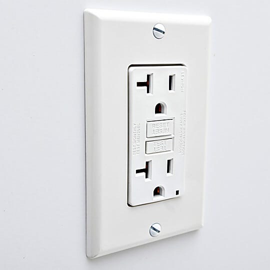 Duplex outlet with installed quick-connect plug for streamlining installation | 6704-33A displayed