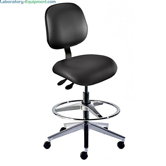 Elite ISO 7 Cleanroom adjustable, upholstered black chair with aluminum base by Biofit; high bench model #EEA-H-RC-T-AFP-XA-ISO7-06-P28540 | 2809-27 displayed