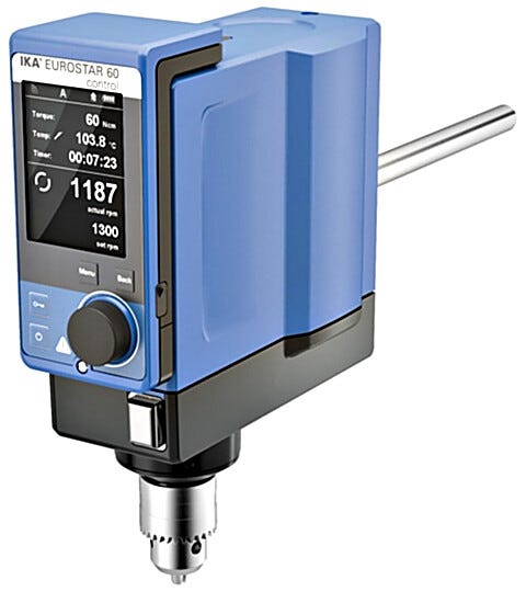 EUROSTAR 60 control Overhead Stirrer with wireless and Bluetooth technology ideal for use in fume hoods and biosafety cabinets; 40L capacity  |  6926-91 displayed