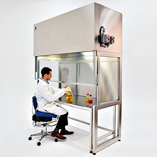 Explosion-Proof fan ventilates fumes through carbon filters for safe indoor release (not for hazardous fumes; order work surface and light separately)  |  2400-14 displayed