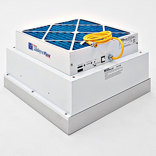 Smart Fan Filter Unit with EC motor meets low-energy requirements (2' x 2' model shown) | 6601-22-H-EC displayed