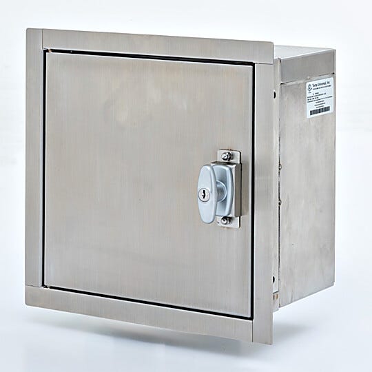 Flush wall mount cabinet maximizes space efficiency in tight lab spaces while minimizing particle accumulation  |  2640-99 displayed