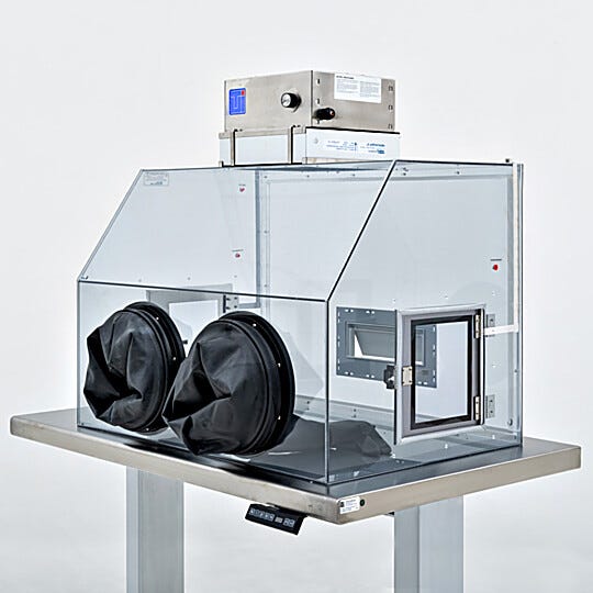Two-port Glovebox with mini fan filter unit included for clean air control