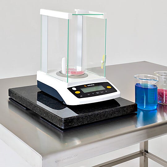 Granite vibration isolators are ideal for precision electronic weighing scales, and microscopes  |  1580-20 displayed