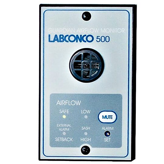 Labconco Guardian 500 Airflow Monitor compatible with Basic Laboratory Hoods  |  3646-PP-04 displayed
