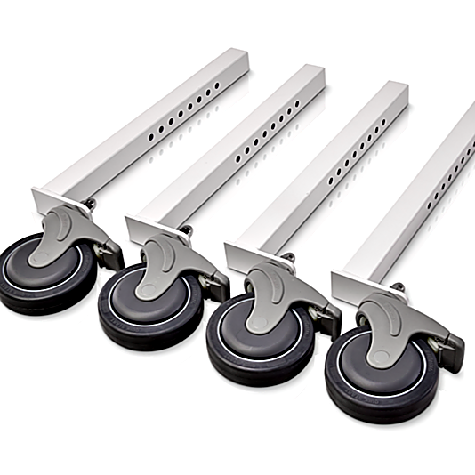 Heavy-duty caster kit by Labconco with four 5" diameter toe-locking nylon casters are chemical resistant, easy to clean and has a 1,500 lb. maximum load, 519010