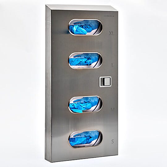 Four Compartment Hinged Front Cover Stainless Steel Glovebox  |  4953-95 displayed