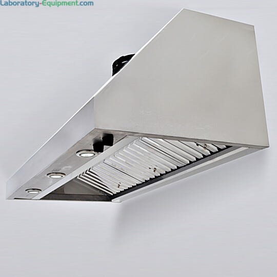 Wall-mount canopy fume hood provides 1200 CFM exhaust fume ventilation with four blower speeds  |  5015-10 displayed