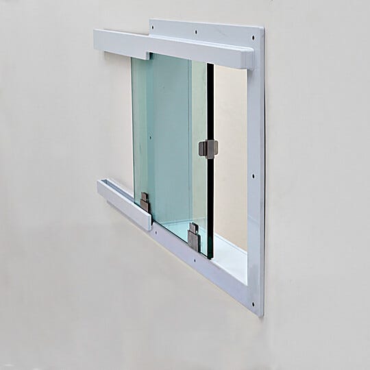 The polypropylene pass-through frame and shelf are resistant to most chemicals