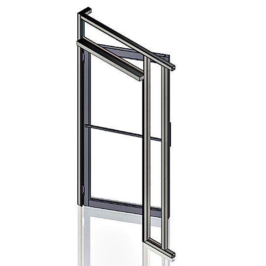Inward swinging left-handed door assembly; default door configuration for ValuLine® hardwall cleanrooms.  |  6710-14A-L-PC-VL displayed