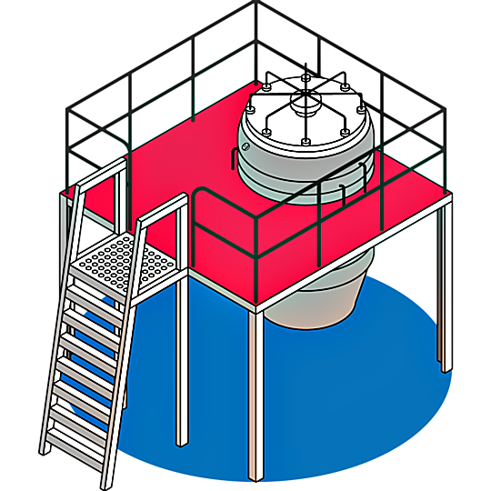 90° Stainless Steel Access Ladder for Process Equipment and Storage Vessels