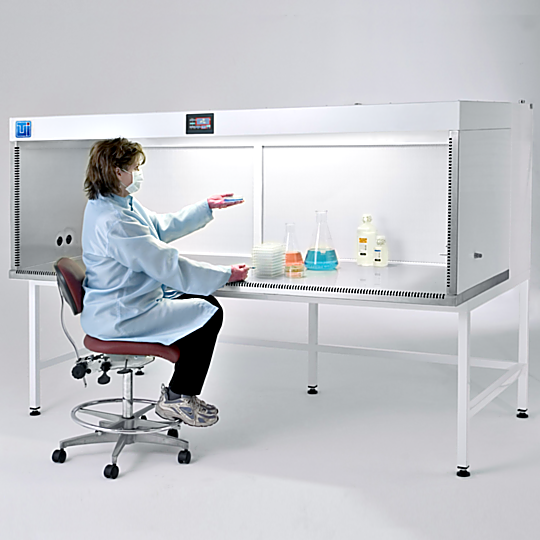 Horizontal Laminar Flow Stations provide an enclosed, HEPA-filtered ISO 5 work environment with stainless steel interior surfaces for easy cleaning  |  9620-64C displayed