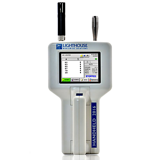 Lightweight 6-channel airborne particle counter with a sensitivity range from 0.2- 2.0 μm; ideal for spot-checking critical environments and cleanrooms