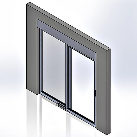 Cleanroom compliant manual sliding door, stainless steel frame, left-hand sliding  |  6603-51-LS displayed