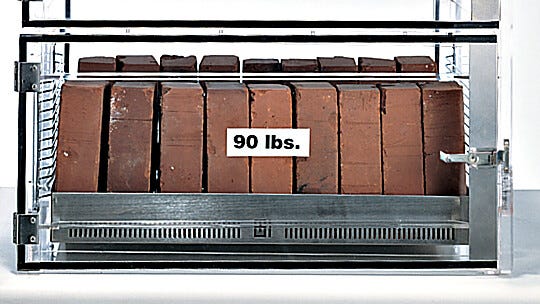 Adjustable shelves support weight loads of up to 90 pounds.  |  1976-04 displayed