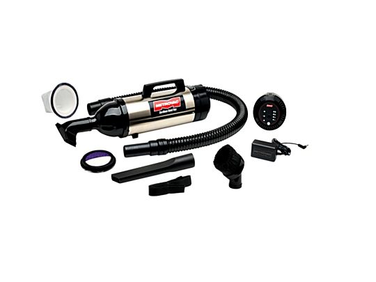 Complete CHV-S6 Deluxe Cordless Evolution Hand Vac kit with vacuum, hose, and various attachments  |  1009-02 displayed