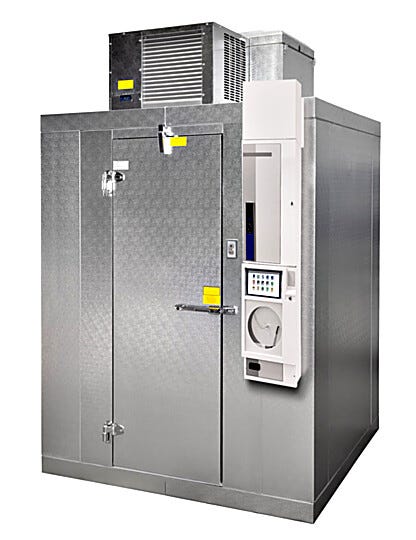 Modular mini cold room featuring ceiling-mounted SciPak™ refrigeration and LogiTemp® Plus digital control system  |  6604-71-0606 displayed