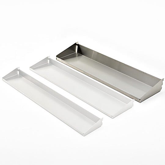 The large shelf used on the Mobile Storage Bin RAck to hold parts-dispensing bins  |  9611-75 displayed