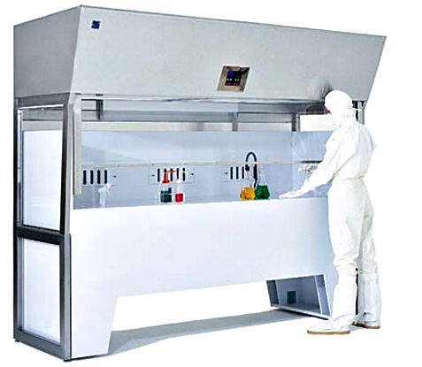 Standard Wet Bench, shown with optional Vertical Laminar Flow Hood  |  2000-16 displayed