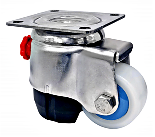 Caster/leveler; swivel, 2", nylon, stainless steel plate, 220 lb. cap, white | 1701-96 displayed