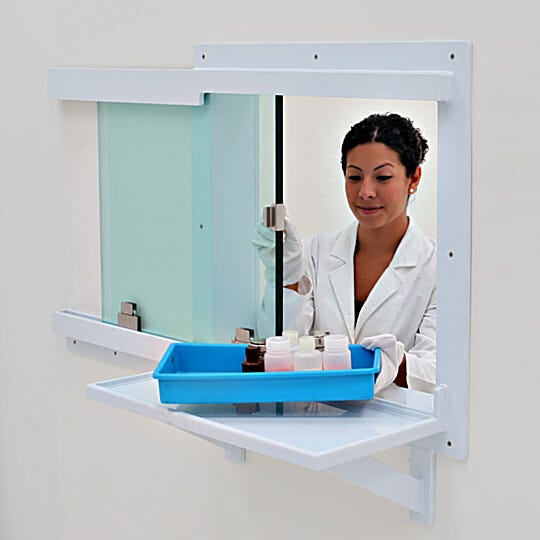Sliding window is 0.75"-thick tempered glass with chrome-plated hardware for clean, smooth operation | 1702-80A displayed