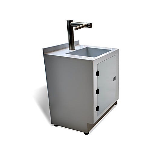 Rinsing/Drying station with single sink in polypropylene and touch-free wash/dry tap in stainless steel, 120 V | 9600-42B displayed